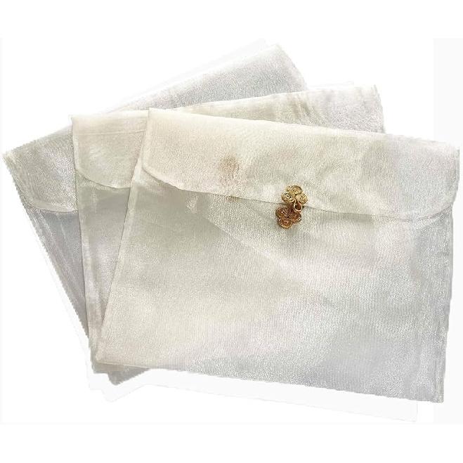 3 Pieces Scarf Storage Bag Beige Encrypted Matte Button Yarn Envelope Silk for Scarf Gifts Organza Clothing Wardrobe Organizer Packaging Bags 10.6 x белый