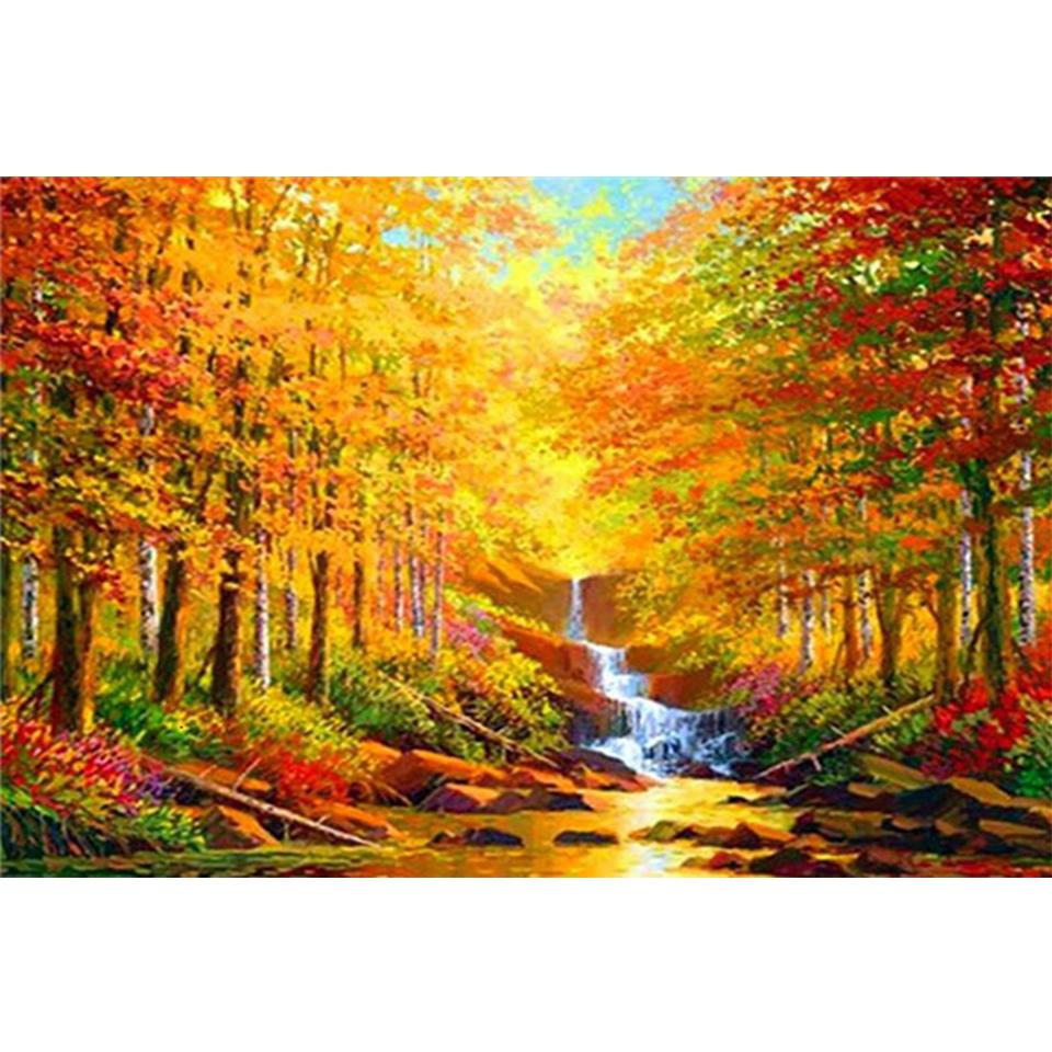 

5D DIY алмазная живопись Осенний пейзаж горный хрусталь картина полная алмазная вышивка мозаика комплект для вышивки крестом декоративный подарок Full Round 20x30CM