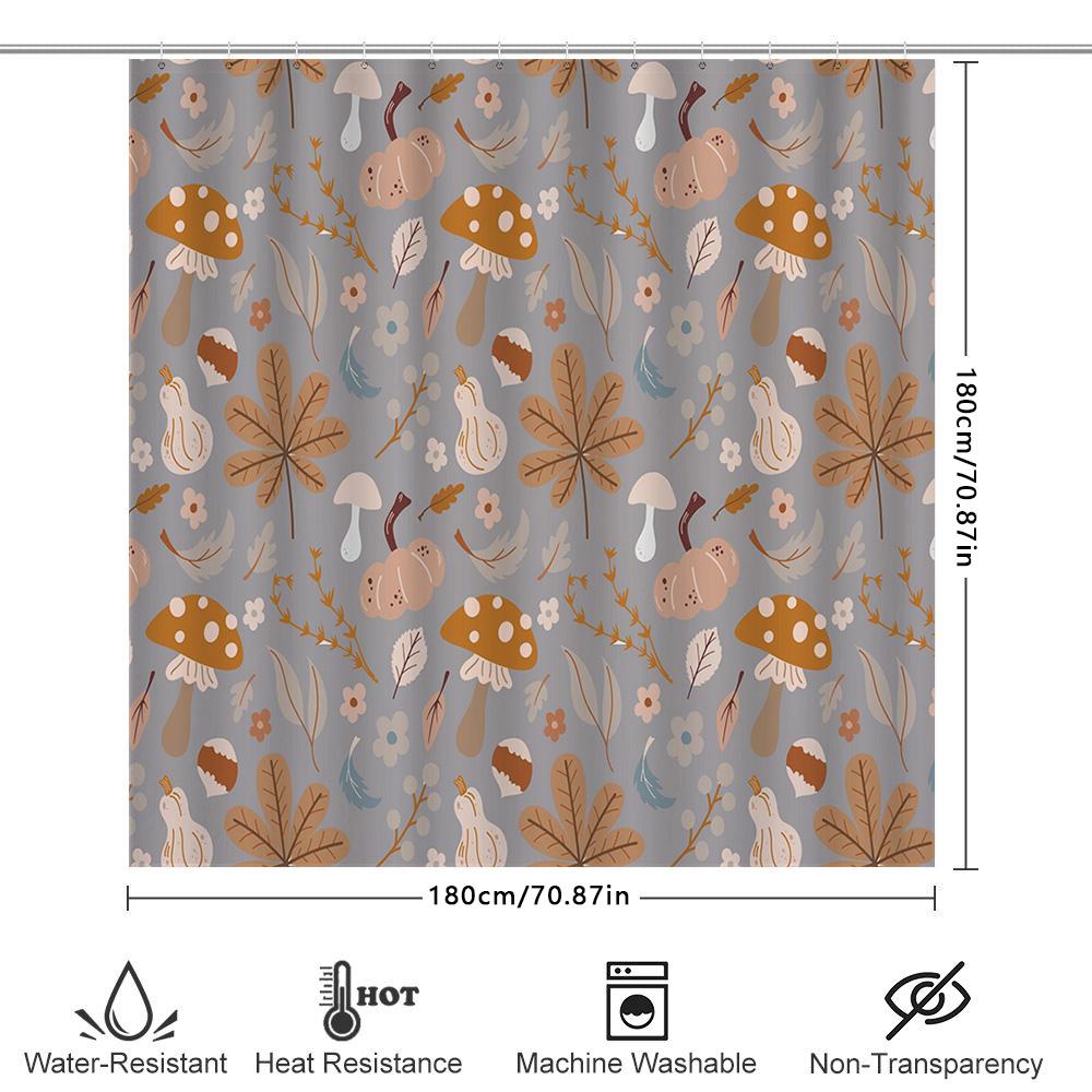 Decorative Shower Curtain With Mushroom Leaf Pattern Modern Home Bathroom Liner Set For Kitchen Or Bath Accessories (180X240Cm)