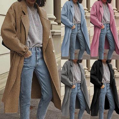 Winter Coats For Women Warm Breasted Faux Wool Coats Trench Woolen Coats Jackets Lapel Slim Long Overcoat Outwear