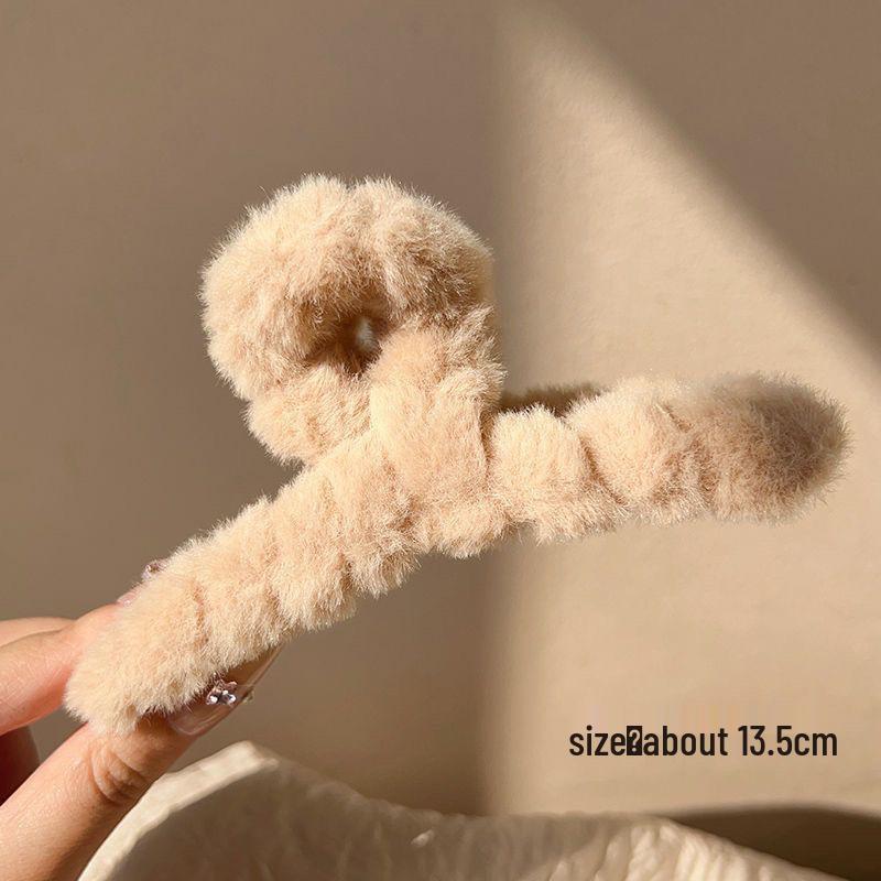Large Plush Hair Clip: Autumn/Winter Volumizing Shark Clip for Women