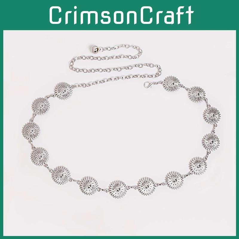 Metal Decorated Daisy Flower Carved Waist Chain Women Fashion Jewelry Waist