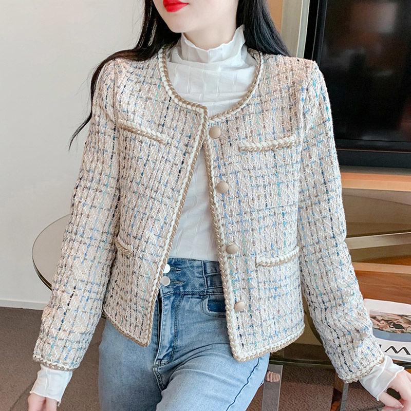 Spring 2025 Petite French Style Tweed Jacket for Women
