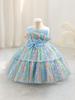 Summer 2025 Girls' Star Gradient Sleeveless Mesh Princess Dress with Butterfly Design for Formal and Piano Events