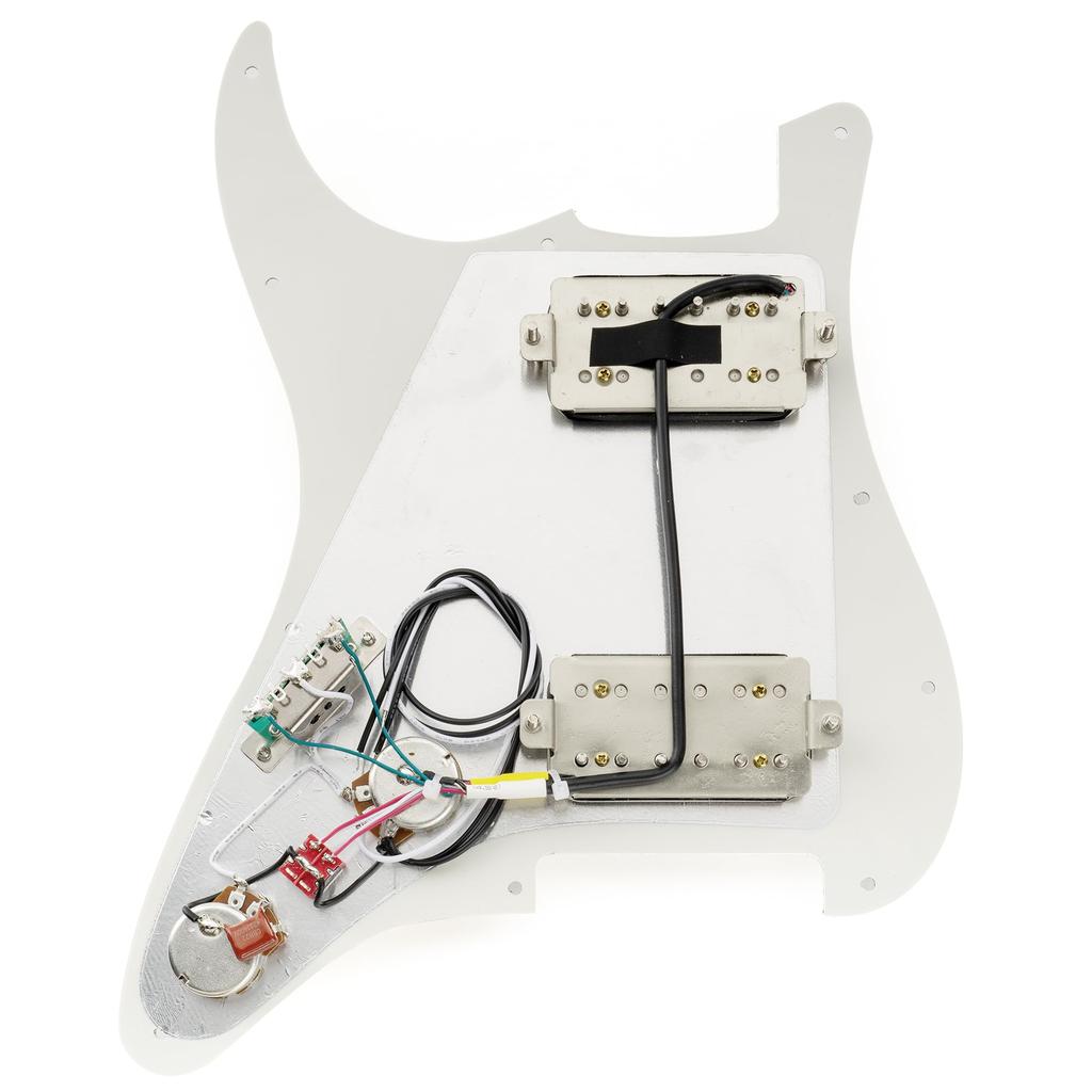 Musiclily Pro SE Prewired Pickguard Alnico 5 Humbucker and Mini Toggle Switch Set for Strat Electric Guitar Aged White ST-HH-OMHA 3-Ply