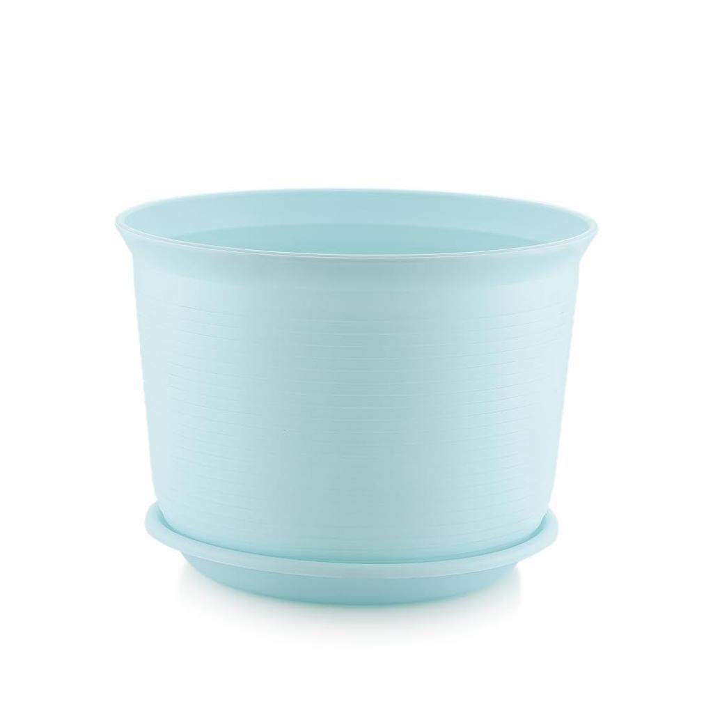 10 Inch Plastic Round Flower Pots with Tray for Home Planters, Terrace, Garden Etc | Pack of 05 | Blue | for Home Indoor & Outdoor Gardening Plants