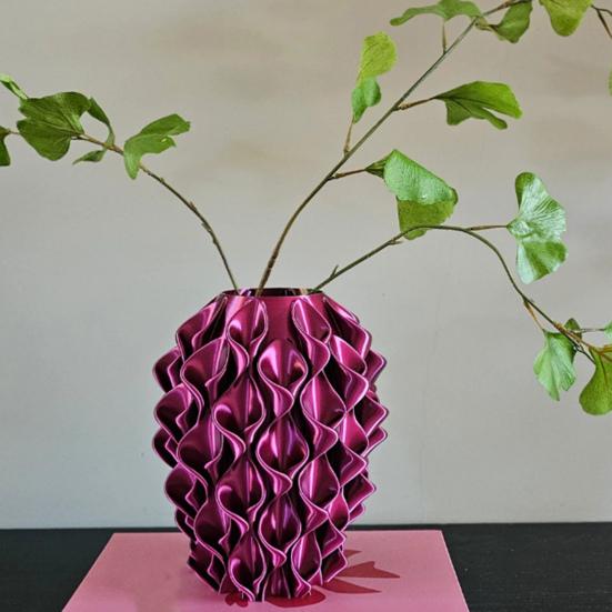 3D Printed Wavy Vase Modern Boho Vase Table Centerpiece Vase for Dried Artificial Flowers Home Room Wedding Decor