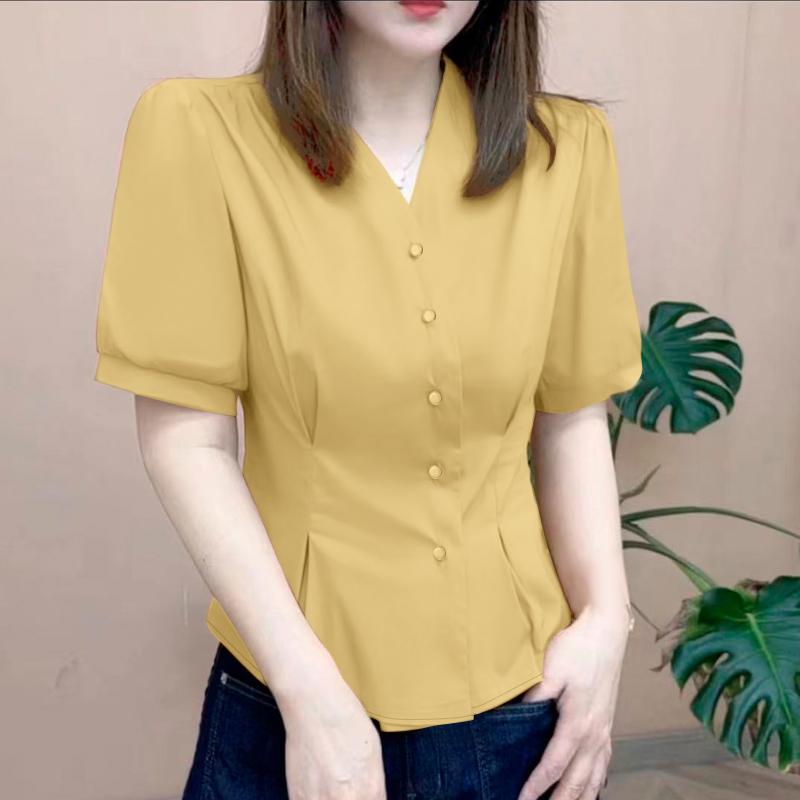 

ZANZEA Women Casual V-Neck Short Sleeve Slim Blouse