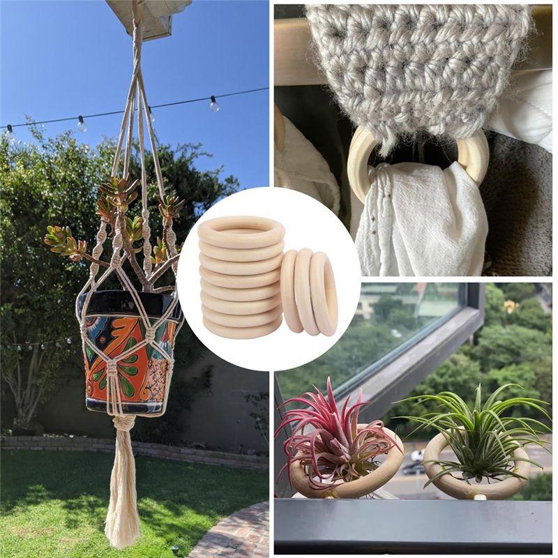 Feb.30 Pack Unfinished Wooden Rings Natural 4 Inch Wood Craft Rings For DIY Crafts, Jewelry Making, Macrame & Home Decor