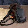 Retro Trendy Leather Men's Chest Bag, Crazy Horse Leather Crossbody Bag, Outdoor Sports and Leisure Top Layer Cowhide Phone Bag