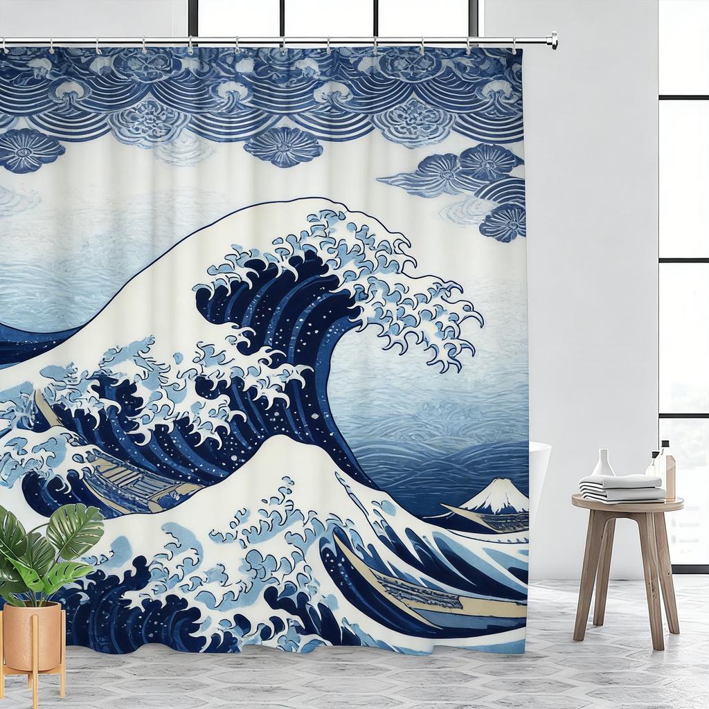Vibrant Underwater Coral Reef with Sea Turtle & Clownfish Waterproof Shower Curtain for Bathroom Decor