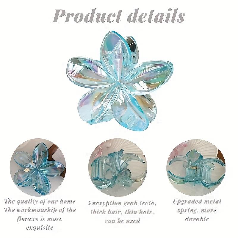Bohemian Minimalist Resin Flower Hair Clips, Transparent AB Color Gradient, Non-Slip, for Thick Hair, Braid Styling, Hawaiian Easter New Year Gifts