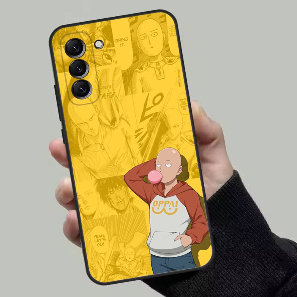 One P-Punch Man Saitama Phone Case For Samsung Galaxy A13,A21s,A22,A31,A32,A52,A53,A71,A80,Soft Black Shell