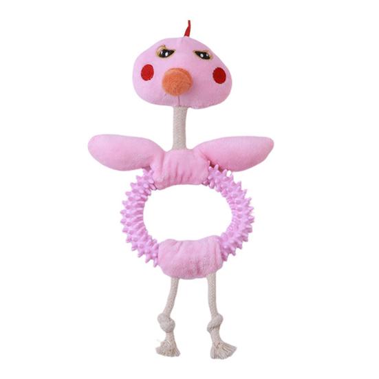 

Плюшевая игрушка для собак Птица Кольцо из шипастой резины Набитая игрушка-собака Птица Игрушка-веревка с узлом Интерактивная игрушка для перетягивания каната для чистки зубов Маленькие и средние собаки розовый