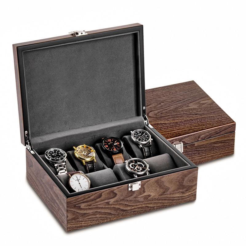 Walnut Wood Watch and Jewelry Organizer Box - Storage for Wristwatches, Bracelets, and More