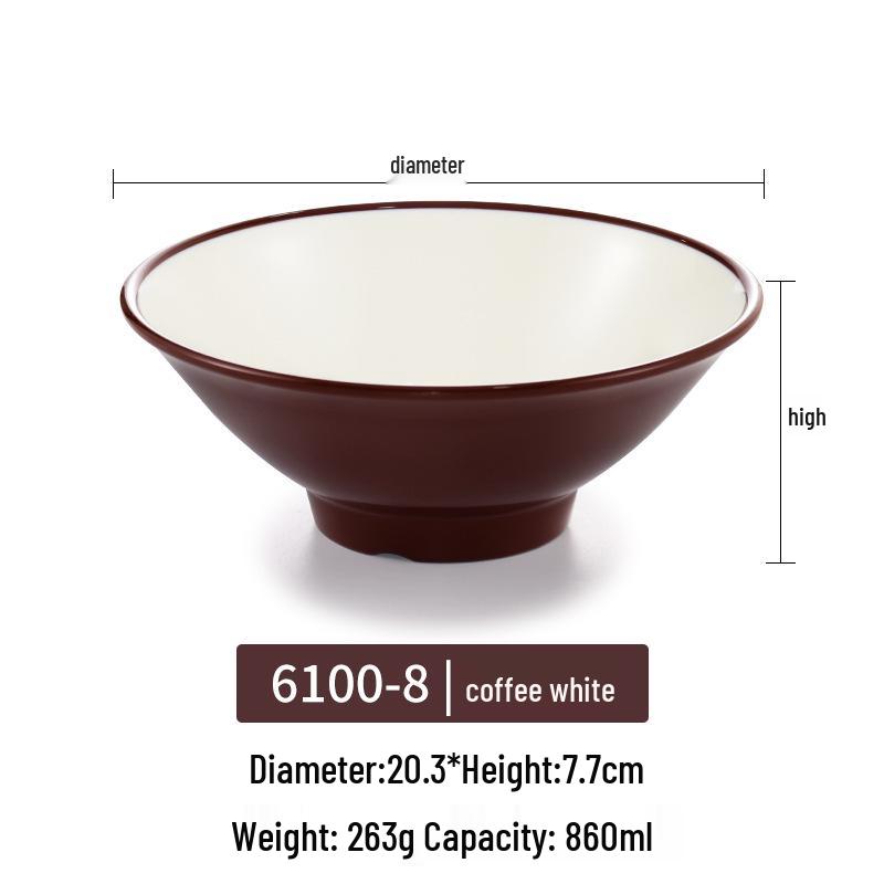 Große Melamin-Ramen-Schüssel für Nudelläden - Konische Luosifen, Mala Tang, Suppen- & Reispudding-Schüssel