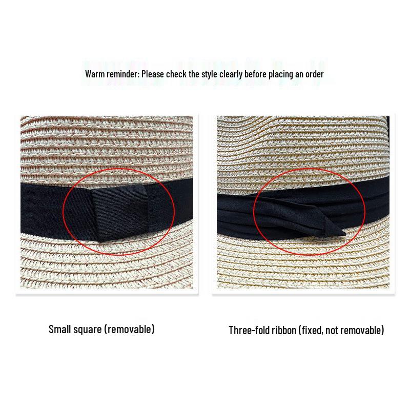 Summer Panama Wide-Brimmed Straw Fedora - Outdoor Sunshade Beach Hat