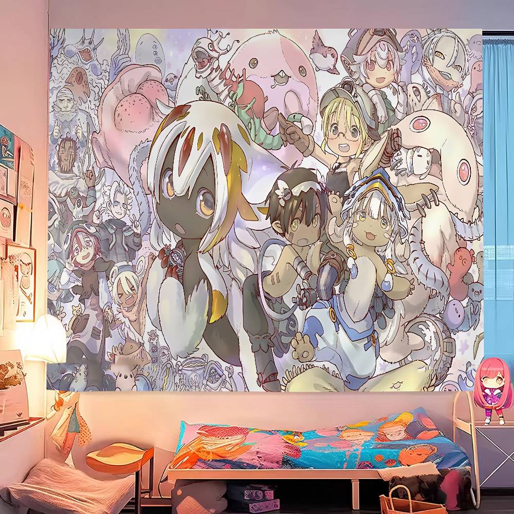Anime Made In Abyss Buntes Wandteppich Wandbehang Böhmische Wandteppiche Mandala Wandbehang Tücher