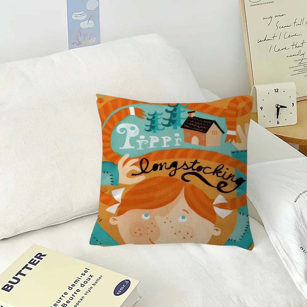 Cartoon Pippi L-longstocking Cute Maple Design Cushion Cover Happy Autumn Harvest decor Holiday Decorati Pillow Cover
