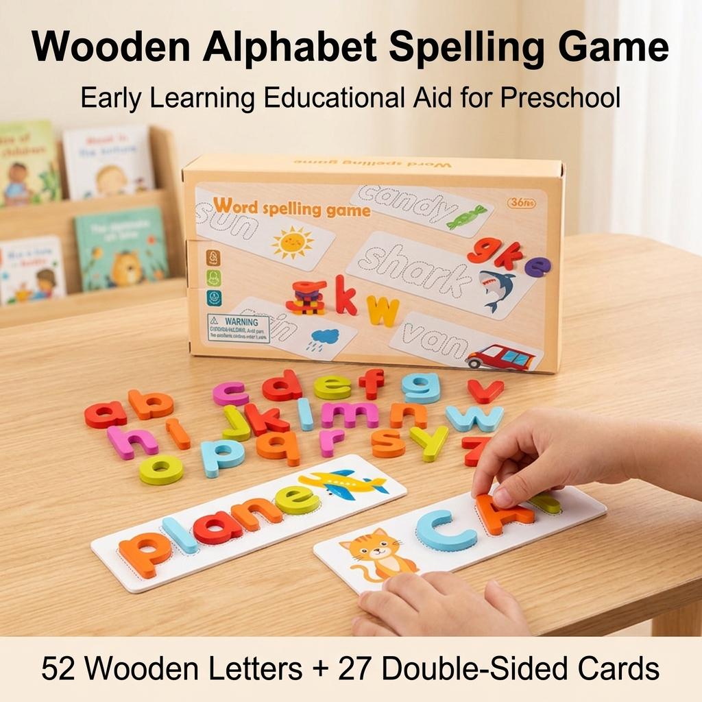 26 Letter Spelling Toys for Kids Educational Early Learning Preschool Teaching Aids with Storage Box