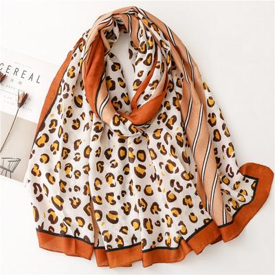Women's Fashion Leopard Print Tassel Scarf - Lightweight Breathable Pashmina Scarf, Suitable for Beach Activities