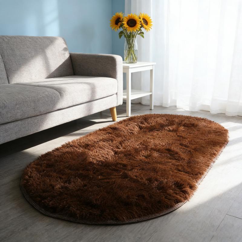 Rainbow Plush Carpet Oval Fluffy Rug For Girl Bedroom Long Pile Soft Beside Mat Large Area Rug Living Room Shaggy Kids Playroom Mat