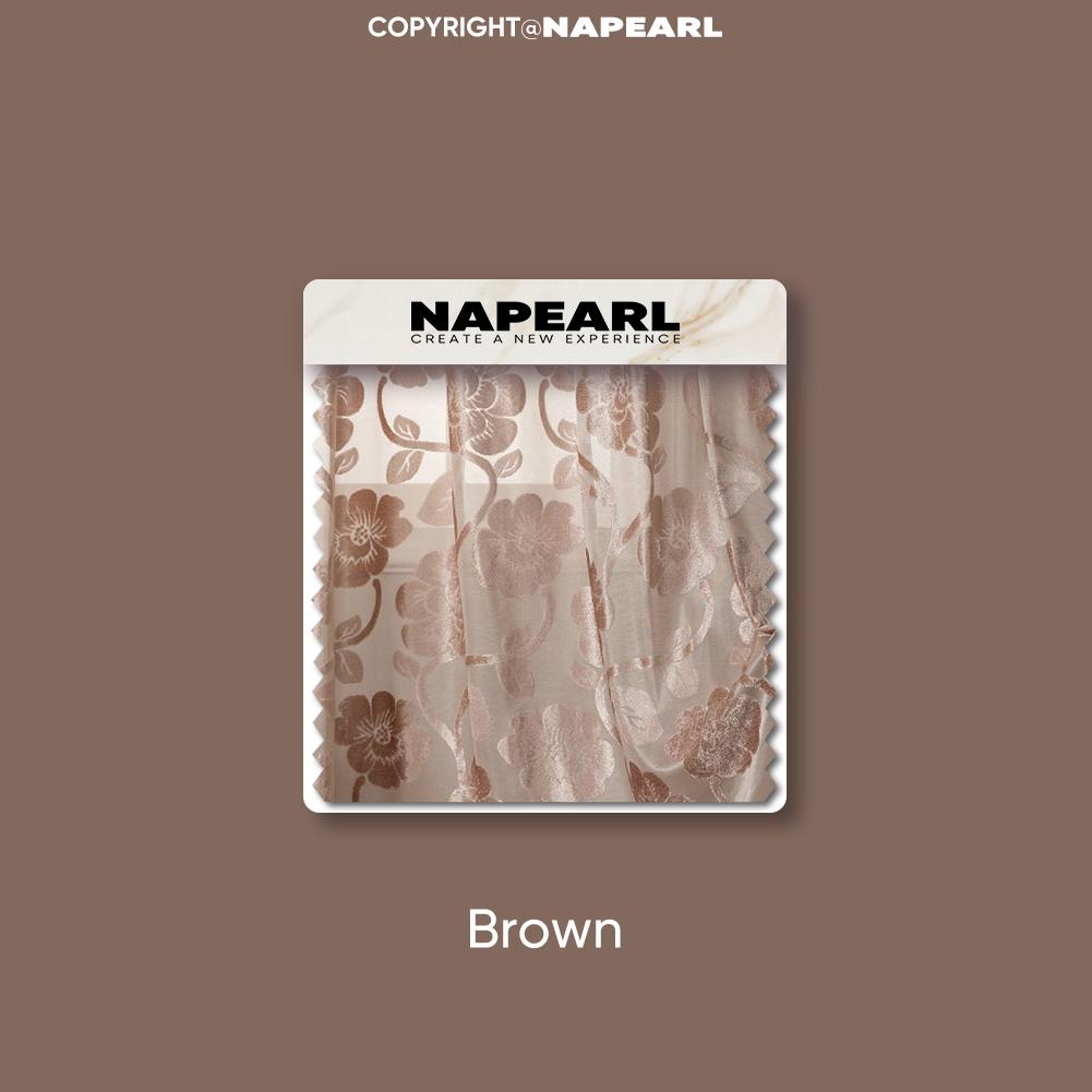 1 peça NAPEARL elegante padrão de flor jacquard artesanato tule cortina janela transparente para sala de estar quarto decoração de casa