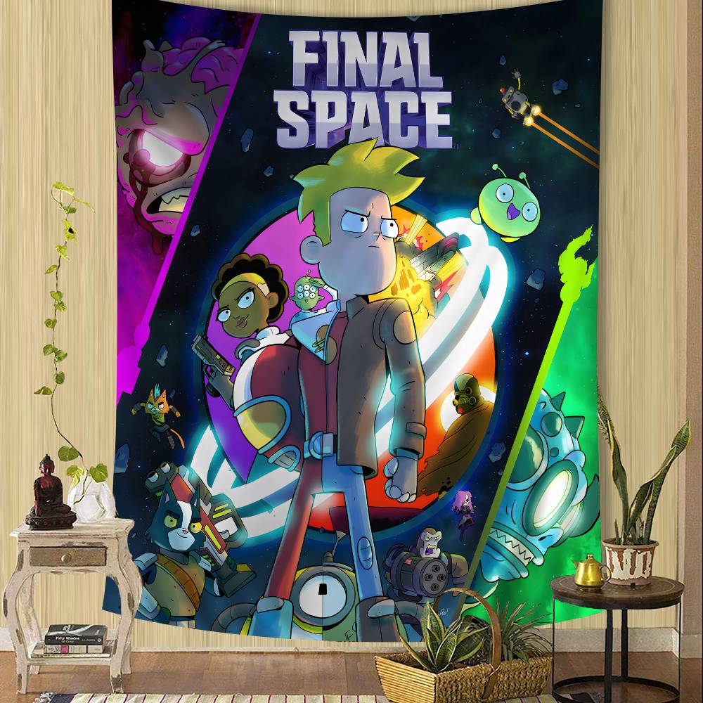 FFinal Space Cartoon Anime Colorful Tapestry Wall Hanging Wall Hanging Bohemian Wall Tapestries Mandala Wall Hanging Sheets