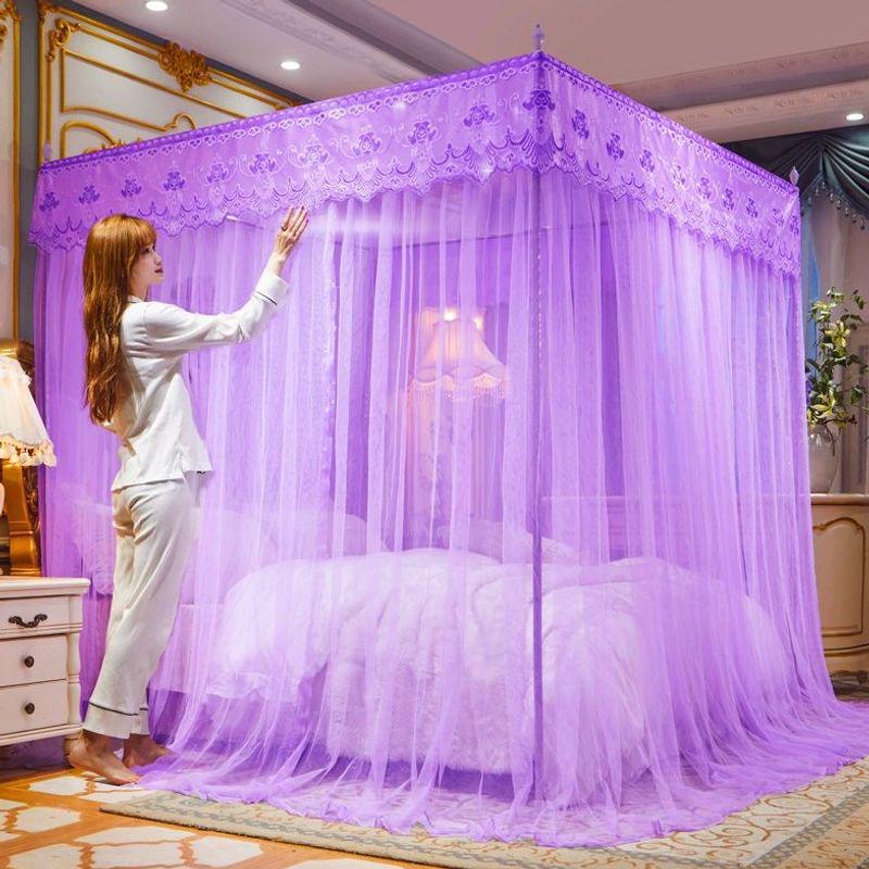 3-Door Thickened Mosquito Net for 1.2m, 1.5m, 1.8m Beds - Princess Palace Design, Floor-Standing, For Home Use.