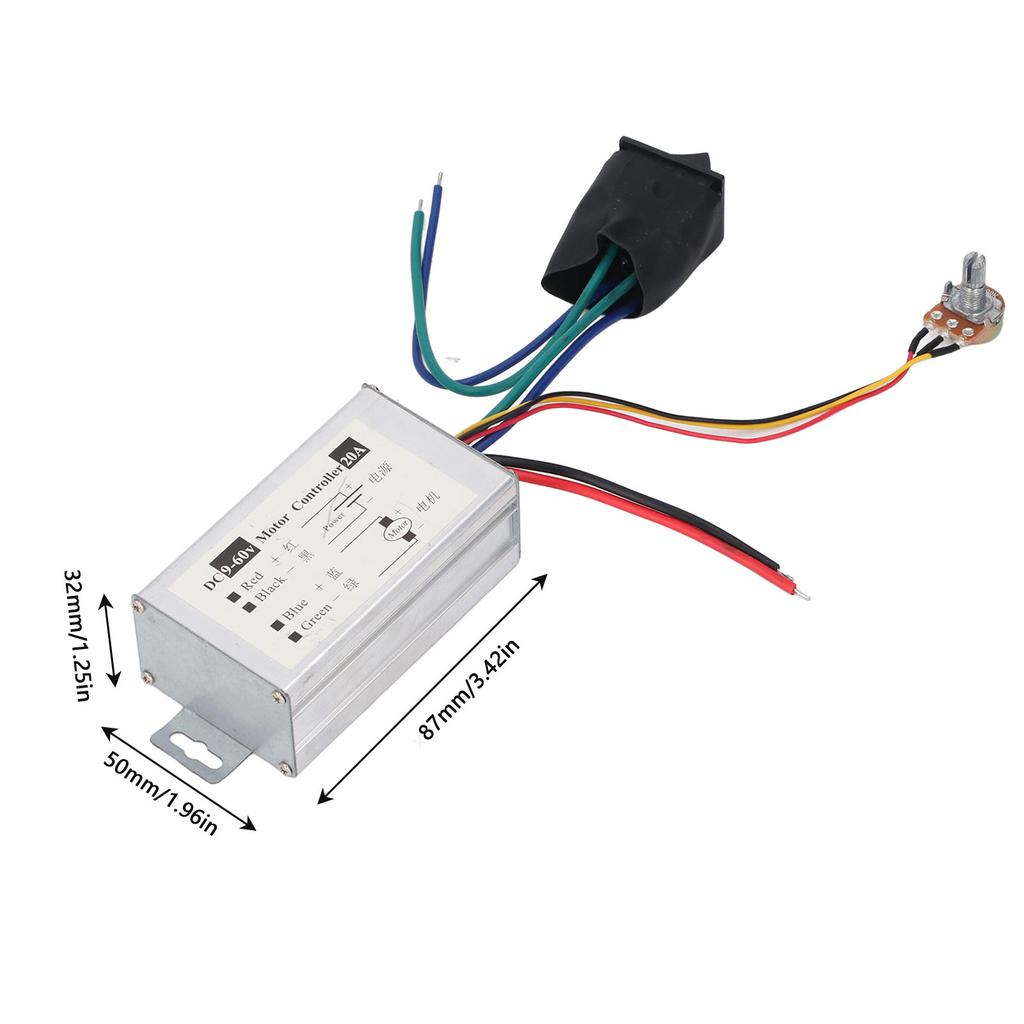 DC Motor Speed Controller 9V 12V 24V 36V 48V 60V PWM Variable Fan Speed Controller with CW CCW Switc