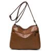 Soft Leather Multi Compartment Woven Shoulder Crossbody Bag