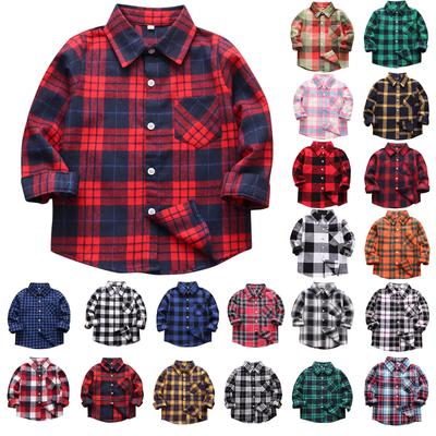 Cotton Jacket Children's Plaid Shirts Long Sleeve Button Down Shirt Outwear