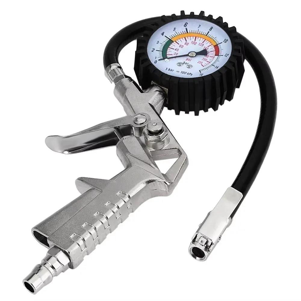 Manometro Tester Pressione Pneumatici Multifunzione per Auto Moto 220PSI Compressore d'Aria Manometro Pompa Gonfiaggio Strumenti