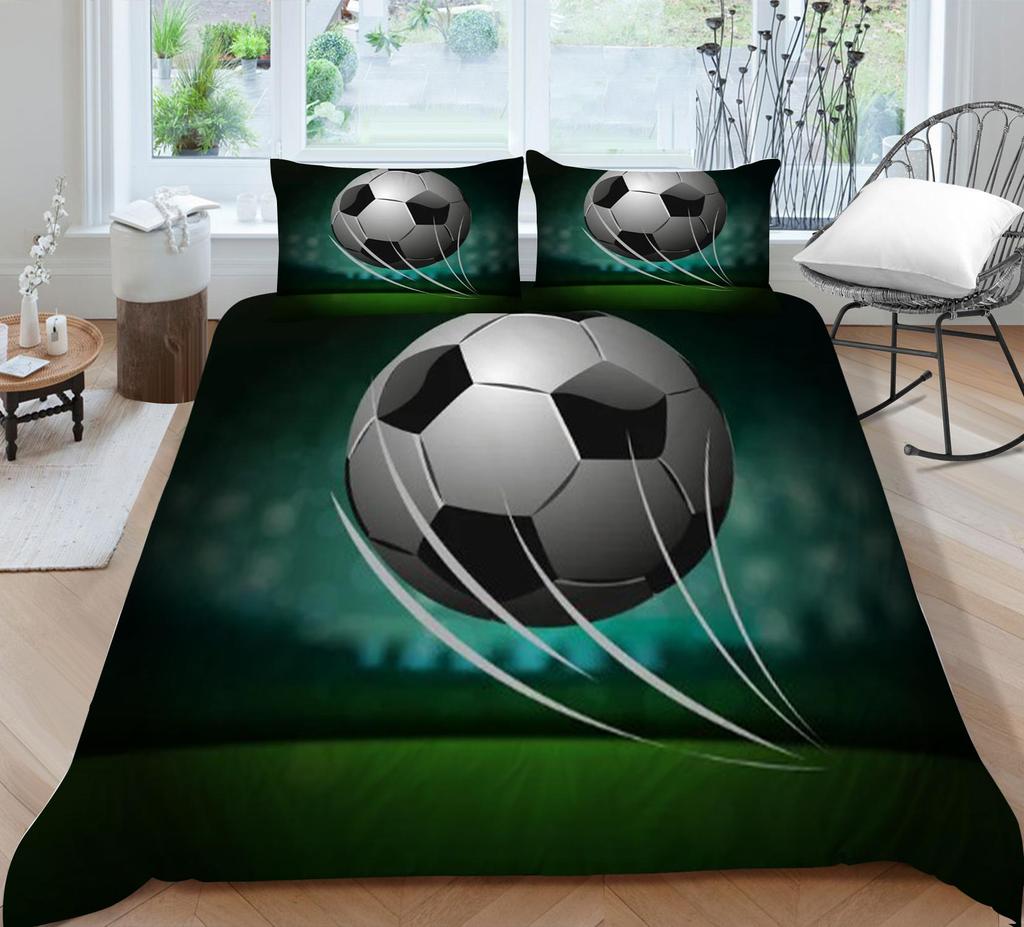 3D Football Bedding Quilt Cover Pillowcase Single Bed Soft Bedding 3D Digital Printing Home Decoration