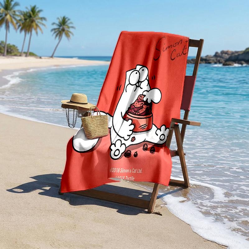 Simon'S Cat Fashion Beach Towel: Ideal for Summer Adventures Soft, absorbent and quick drying suitable for swimming and bathing