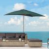 Parasol 2x3 m for Garden in Lacquered Wood and Bamboo with Removable Cover, Dark Green