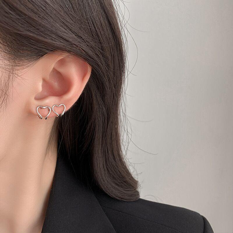 

Модные двухсторонние геометрические серьги-клипсы в форме сердца для женщин — холодный стиль, не требующий прокола