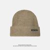 Knitted Hat for Women In Autumn and Winter Versatile Pullover Cold Hat Trendy Japanese Style Patch Letter Warm Woolen Hat for Men