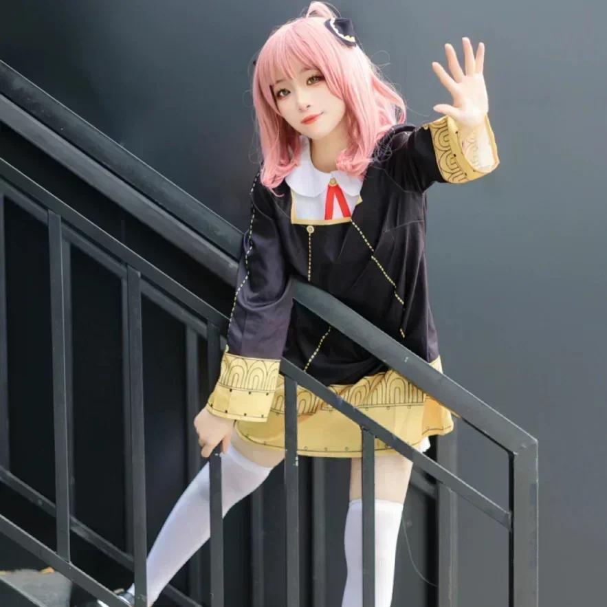Halloween Anya Forger Costume Cosplay Anime Spy Family Vêtements pour tout-petits Enfants Anya Cospla Kawaii Robe Noire Fête