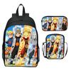 Set Zaino Anime Naruto 3 Pezzi Zaino Scuola Elementare Cartone Animato Stampato Leggero Multitasche