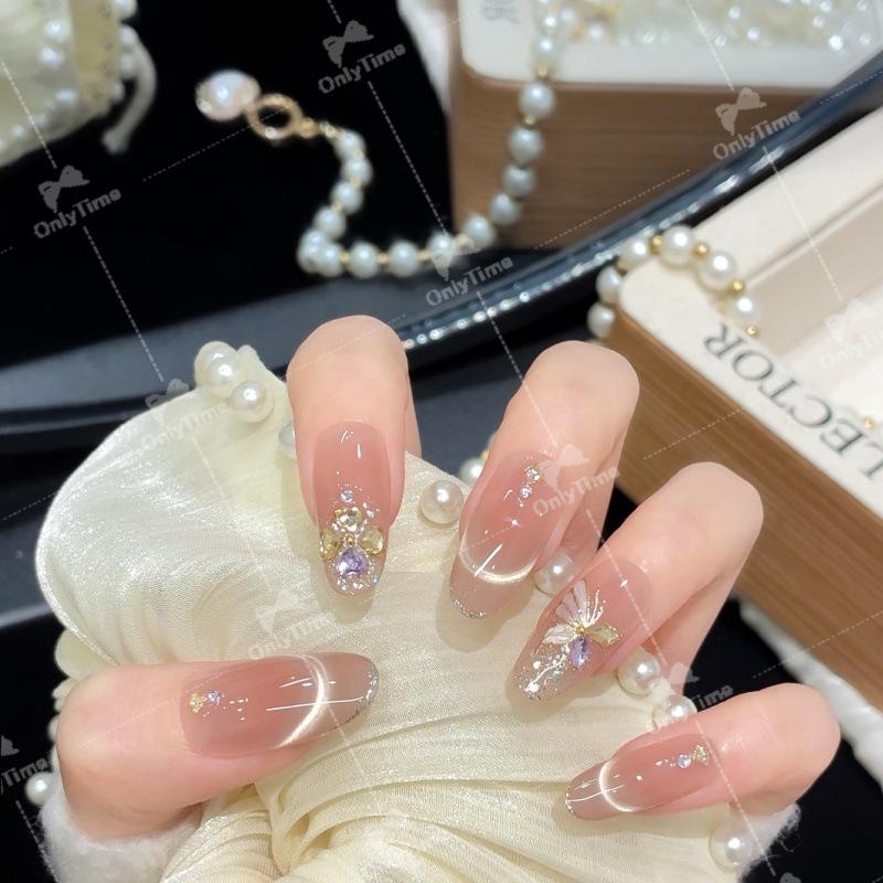 Purple Whisper: French Purple Hollow Butterfly Wearable Nails for a Gentle, Daily Commute Look