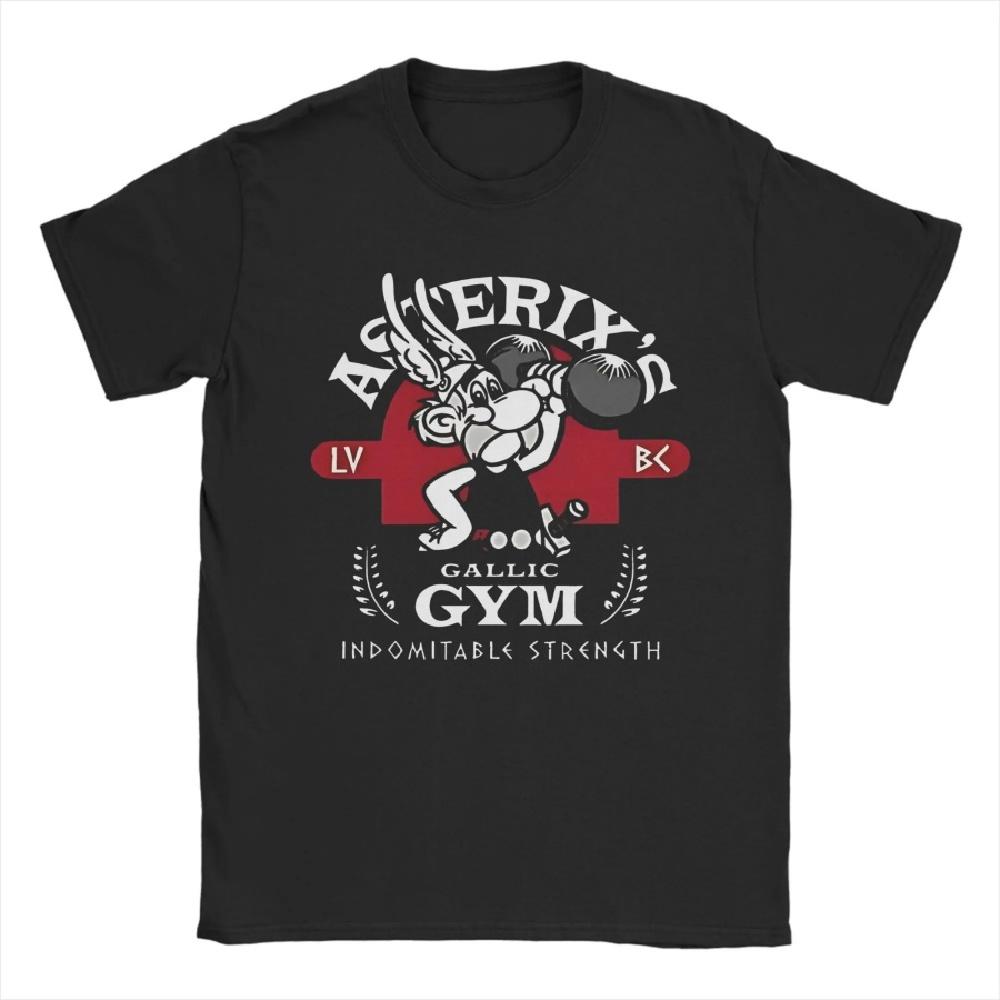 

Астерикс Галльский СПОРТЗАЛ Мужские футболки Обеликс Неукротимая Сила Смешная футболка Футболка с круглым вырезом Хлопок Принт мерч XXXXXL чёрный