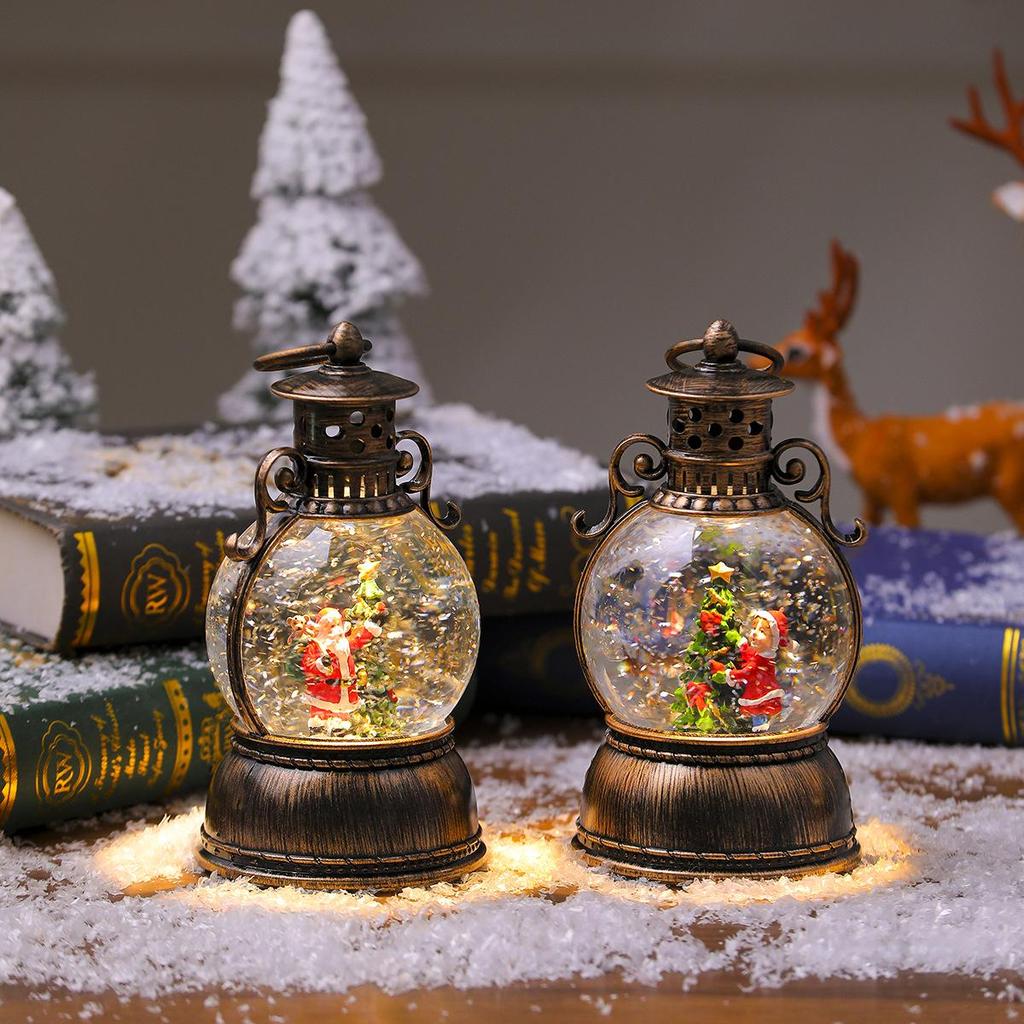 USB Concert Snow Globe Christmas Ornament - Luminous Resin Lantern with Golden Horse