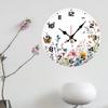 Pastoral Style Watercolor Wildflowers & Butterflies Silent Wall Clock for Living Rooms