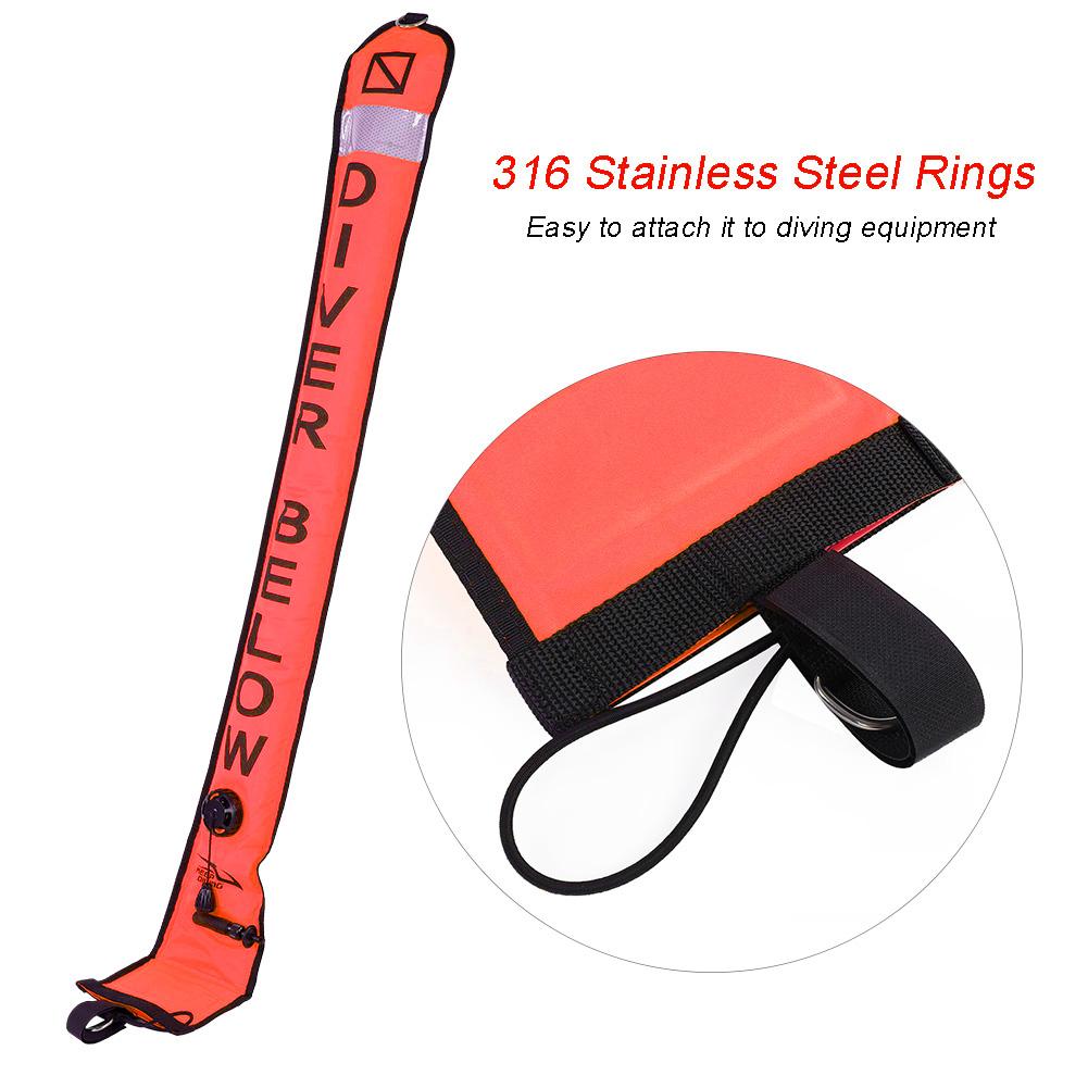 Inflatable Scuba Diving SMB Surface Signal Marker Buoy Accessory(Fluorescence Orange, 1.2m)