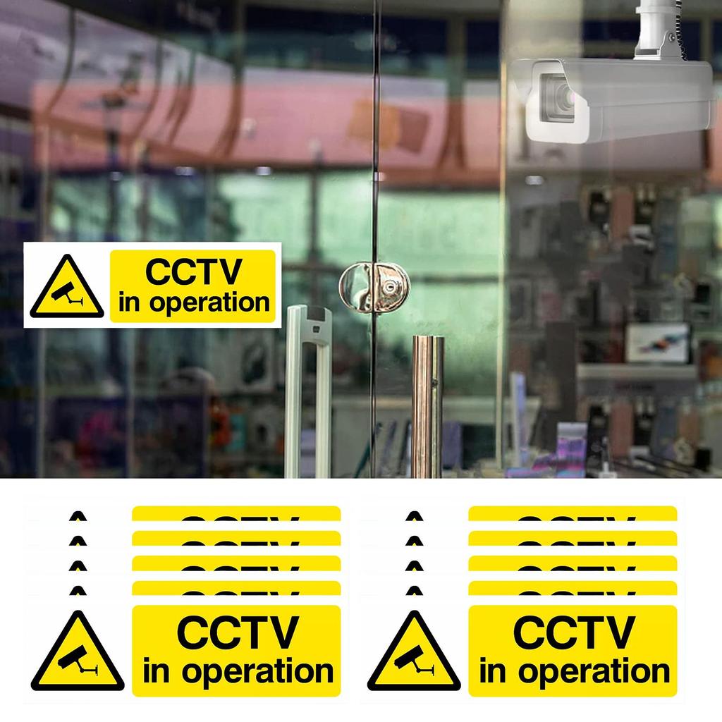 Security Camera Signs Warning Self-Adhesive Video Camera Signs For Outside 10 Pieces Weatherproof Property Safety Stickers For