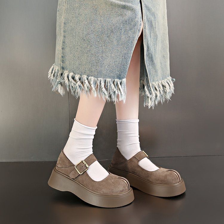 Jk with Skirt Versatile Light Mouth Shoes Retro Style Muffin Thick Sole Mary Jane Single Shoes Women's New Spring and Autumn 2025