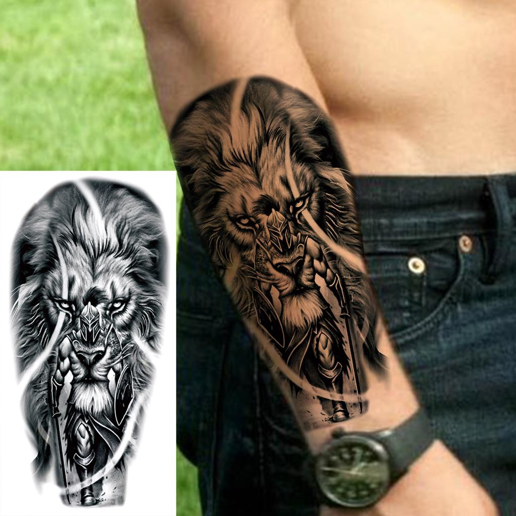 1 Sheet Wolf Lion Astronaut Temporary Tattoos For Men Women Adults Fake Tattoo Sticker Planet Galaxy Universe Outer Space