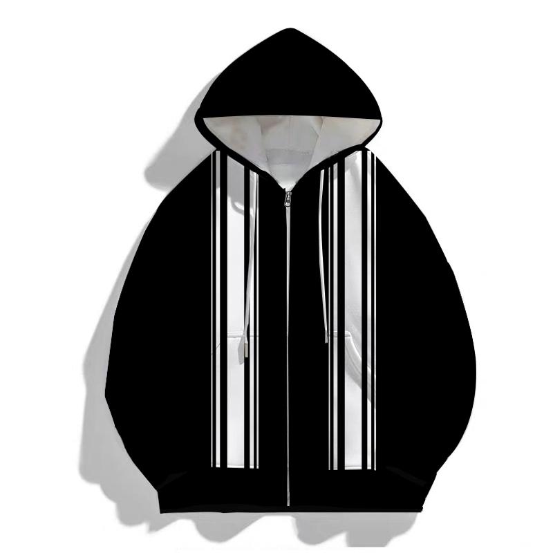 

Spring Autumn Men Clothes Fashion Stripe 3D Digital Print Hoodies Men Sport Casual Zipper Hooded Coat M