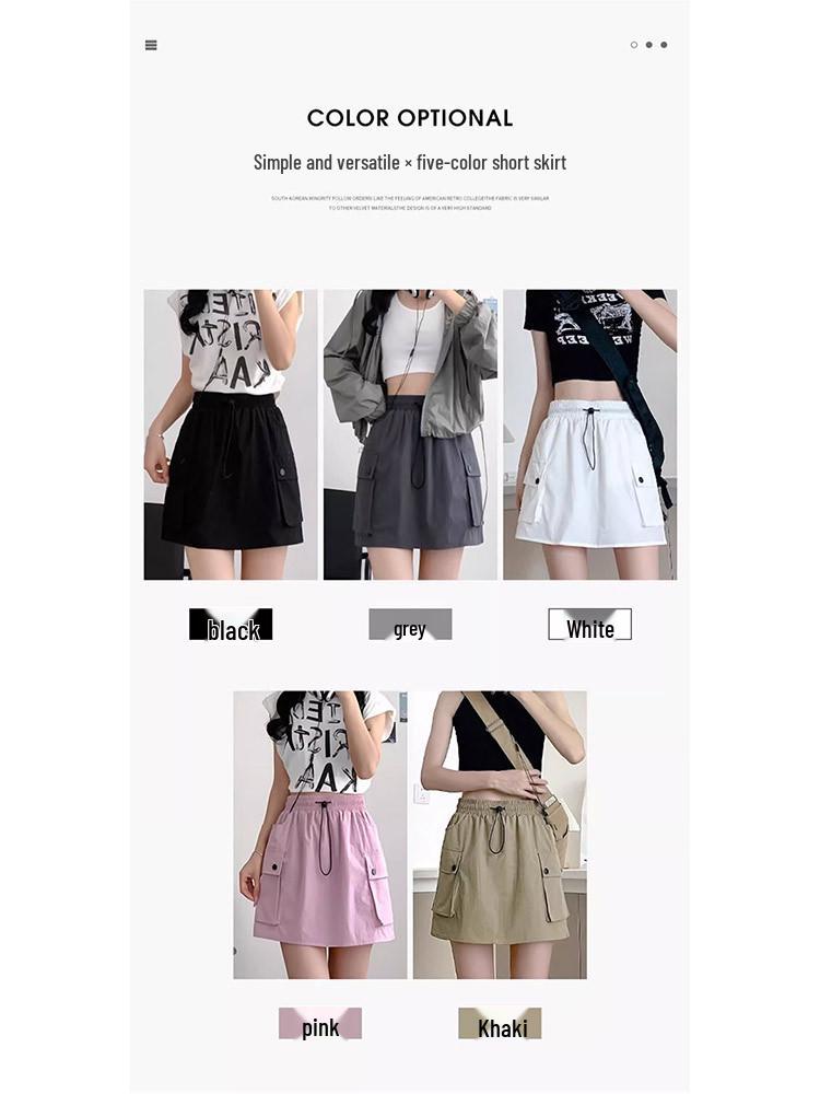 Women's High-Waisted Gray A-Line Quick-Dry Skort - Summer Slim-Fit Petite Wide-Leg Design